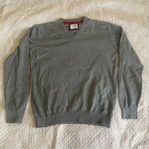 Gray Men’s Cotton V-Neck Sweater - Size Large